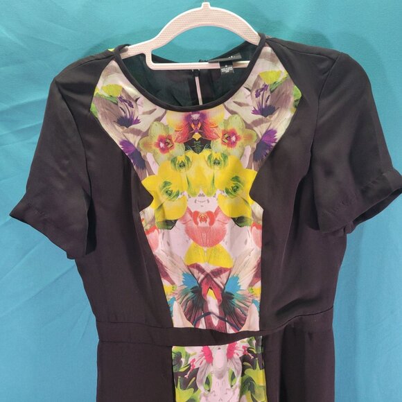 Prabal Gurung For Target Womens Size 6 Black Dress With Floral Multicolor Panel - Picture 2 of 7